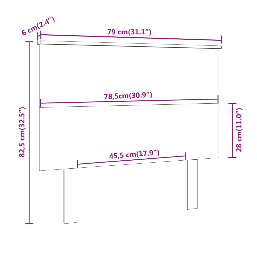 Cabeceira de cama 79x6x82,5 cm pinho maciço cinzento