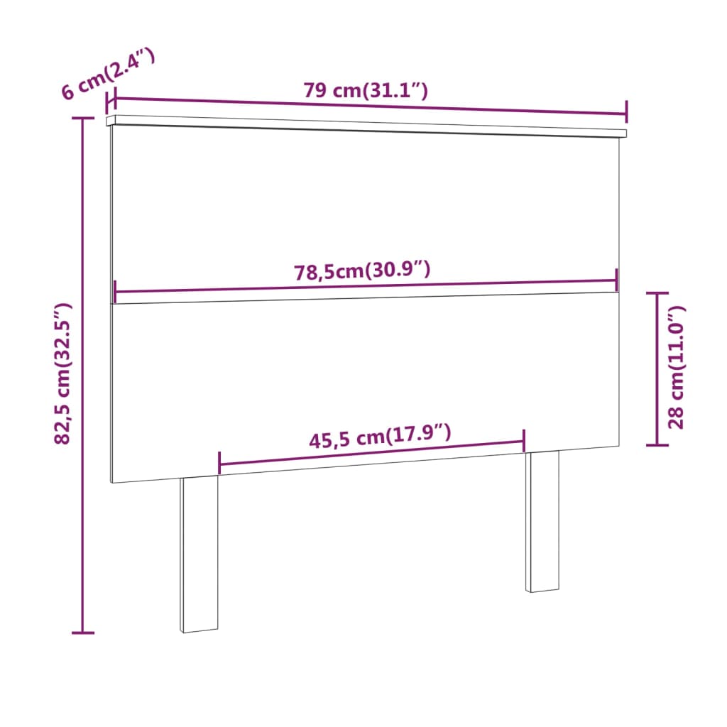 Cabeceira de cama 79x6x82,5 cm pinho maciço preto