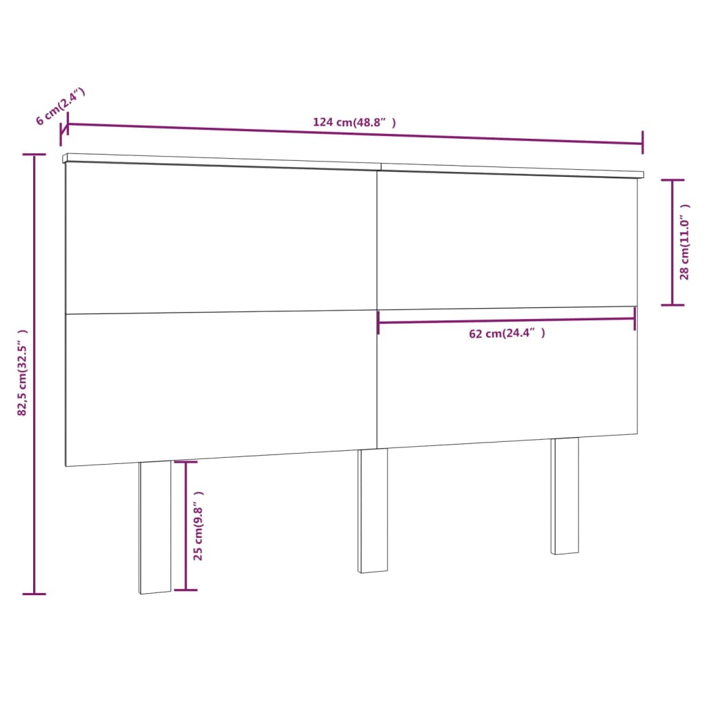 Cabeceira de cama 124x6x82,5 cm pinho maciço castanho mel