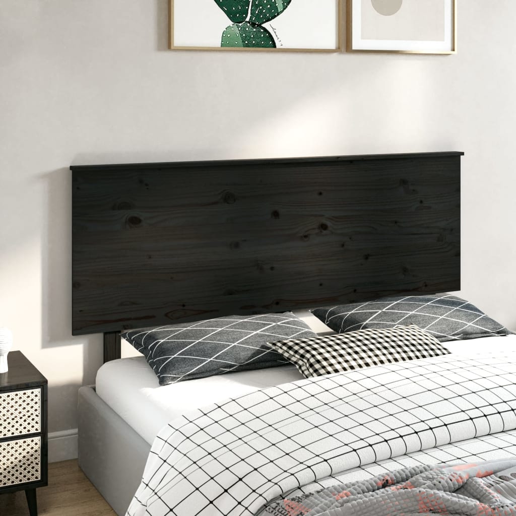 Cabeceira de cama 164x6x82,5 cm pinho maciço preto