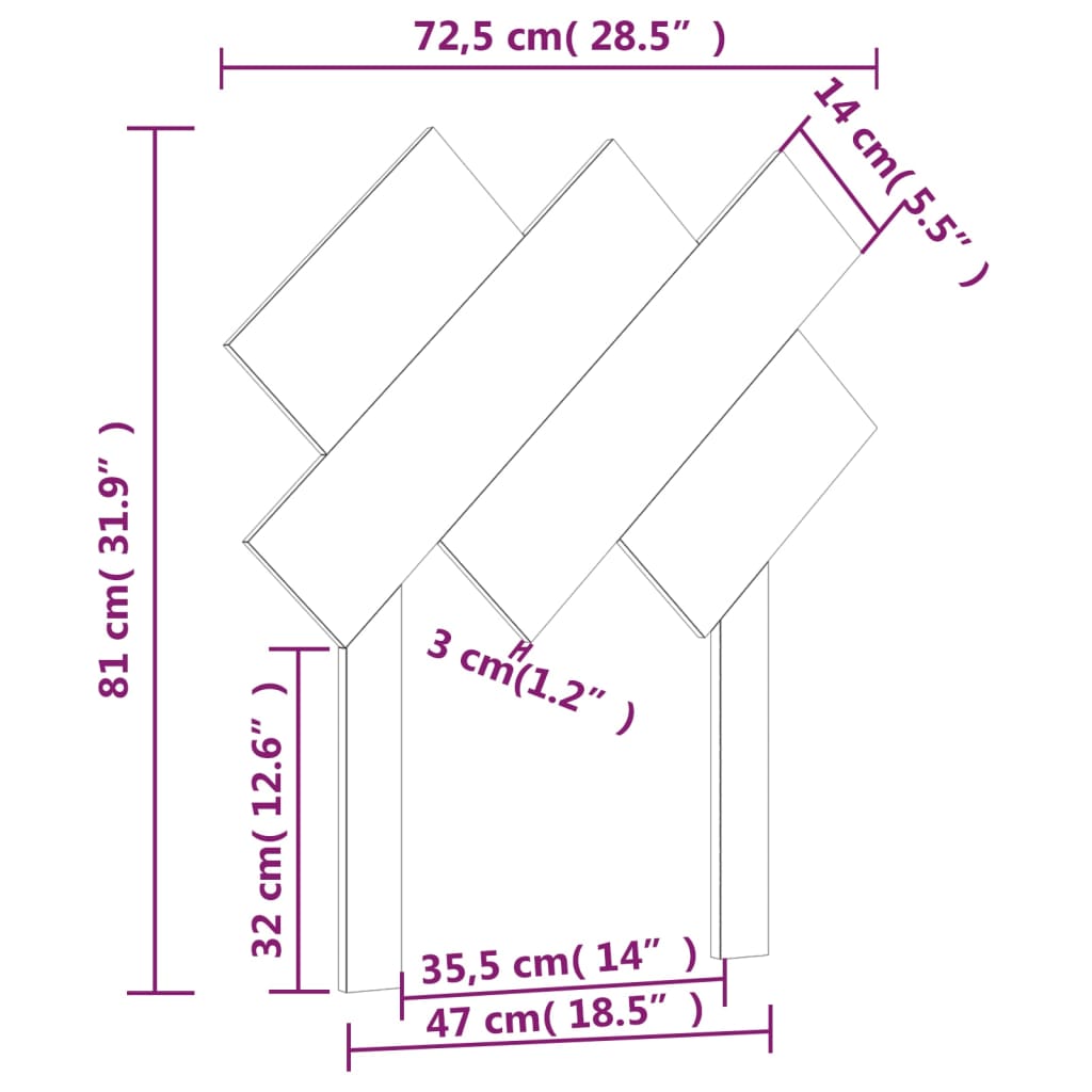 Cabeceira de cama 72,5x3x81 cm pinho maciço