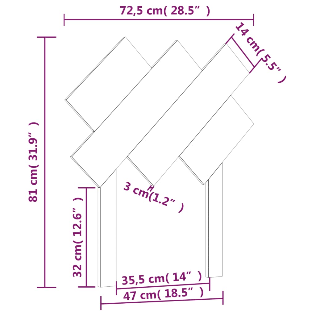 Cabeceira de cama 72,5x3x81 cm pinho maciço branco