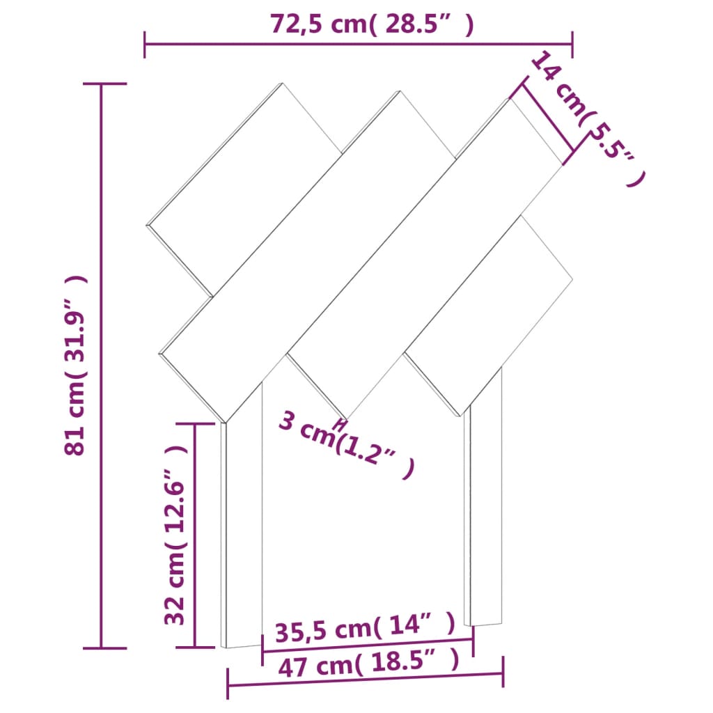 Cabeceira de cama 72,5x3x81 cm pinho maciço preto