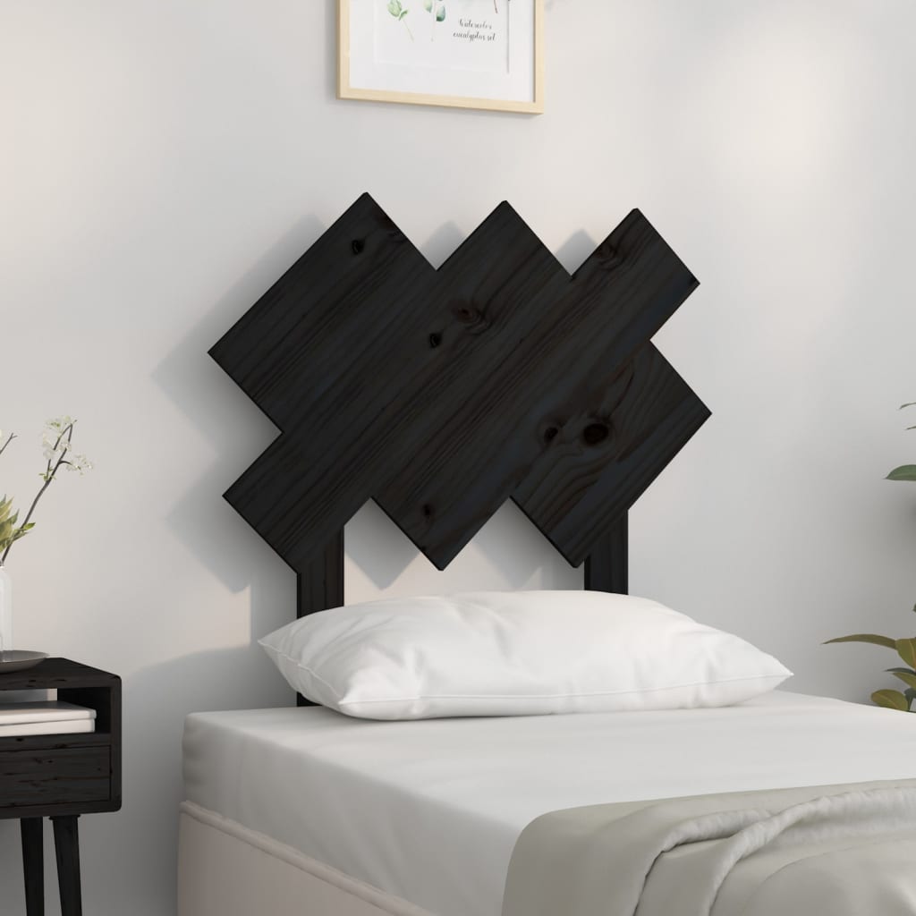 Cabeceira de cama 72,5x3x81 cm pinho maciço preto