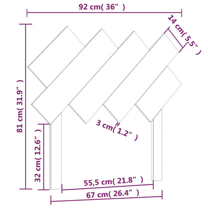 Cabeceira de cama 92x3x81 cm pinho maciço preto