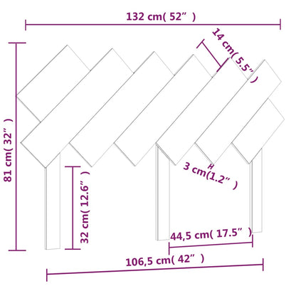 Cabeceira de cama 132x3x81 cm pinho maciço