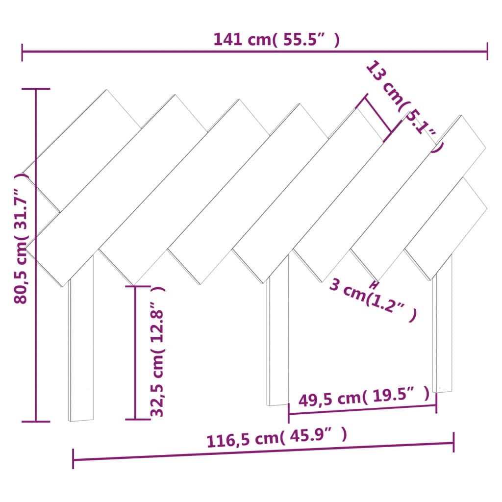 Cabeceira de cama 141x3x80,5 cm pinho maciço branco