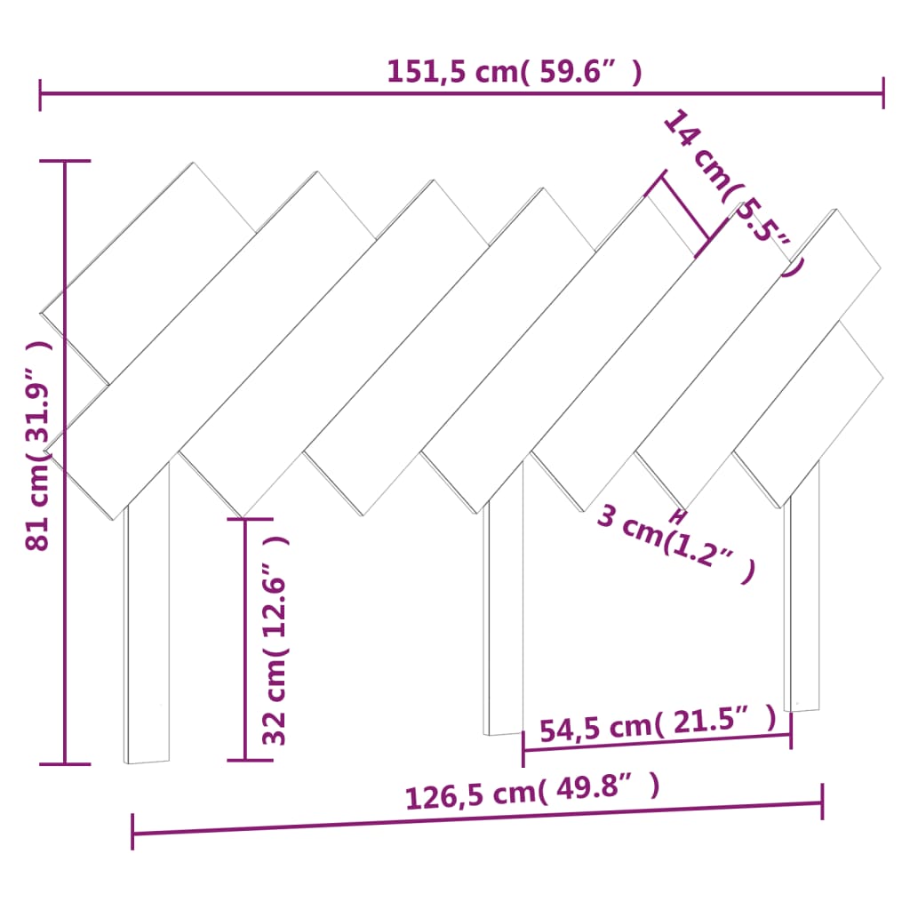 Cabeceira de cama 151,5x3x81 cm pinho maciço