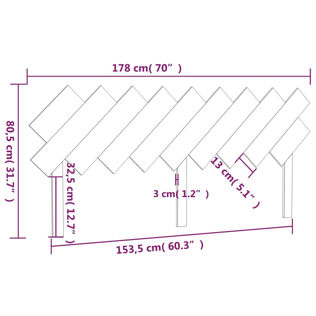 Cabeceira de cama 178x3x80,5 cm pinho maciço