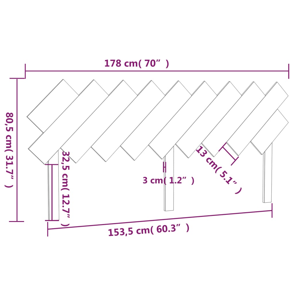 Cabeceira de cama 178x3x80,5 cm pinho maciço castanho mel