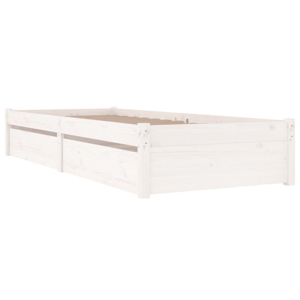 Estrutura cama de solteiro pequena c/ gavetas 75x190 cm branco