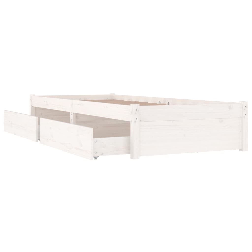 Estrutura cama de solteiro pequena c/ gavetas 75x190 cm branco