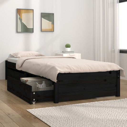 Estrutura de cama c/ gavetas 90x190 cm Single preto