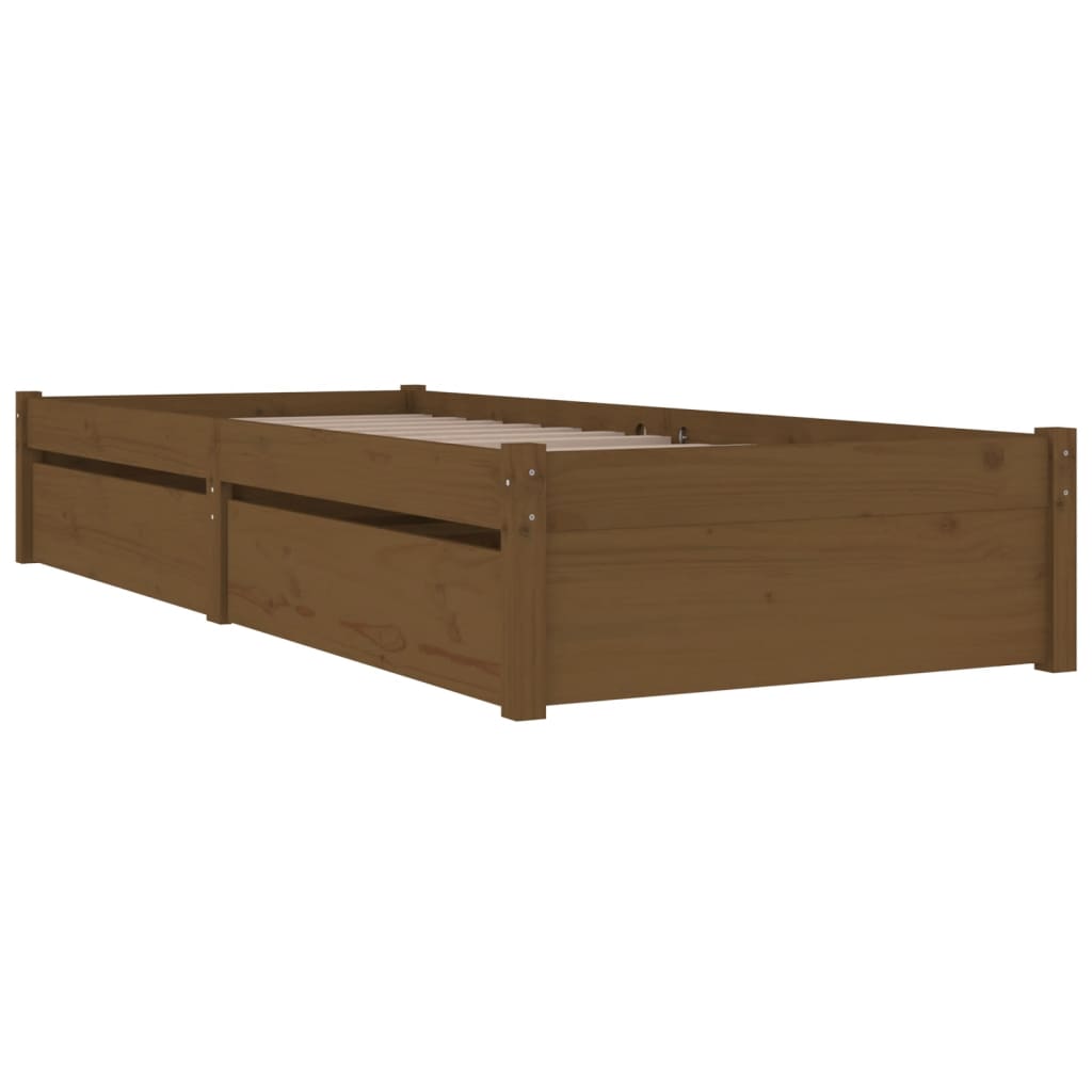 Estrutura de cama c/ gavetas 90x190 cm castanho mel