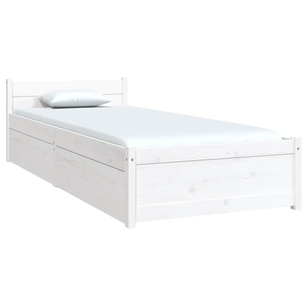 Estrutura cama de solteiro pequena c/ gavetas 75x190 cm branco