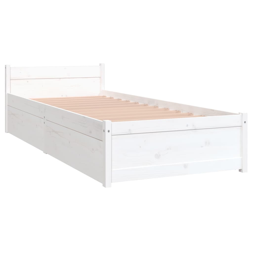 Estrutura cama de solteiro pequena c/ gavetas 75x190 cm branco