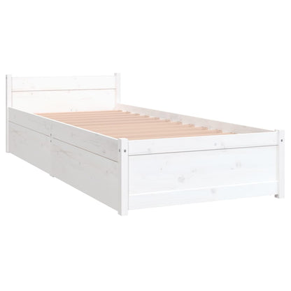 Estrutura cama de solteiro pequena c/ gavetas 75x190 cm branco