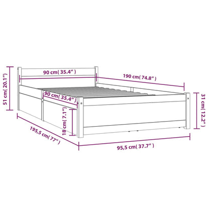 Estrutura cama com gavetas 90x190 cm Single branco