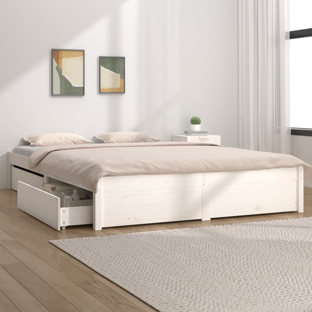 Estrutura de cama c/ gavetas 120x190cm pequena casal branco