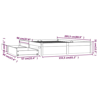 Estrutura de cama com gavetas 150x200 cm tamanho King