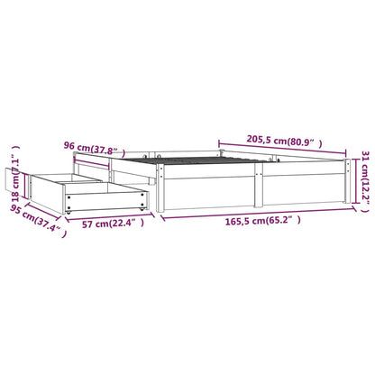 Estrutura de cama com gavetas 160x200 cm branco