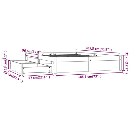 Estrutura de cama c/ gavetas 180x200 cm tamanho Super King