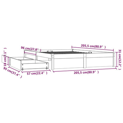 Estrutura de cama com gavetas 200x200 cm branco