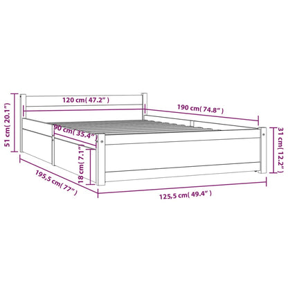 Estrutura de cama c/ gavetas 120x190 cm pequena casal