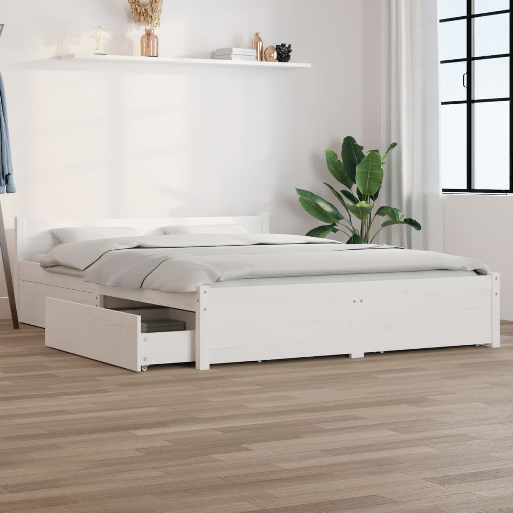 Estrutura de cama com gavetas 135x190 cm casal branco