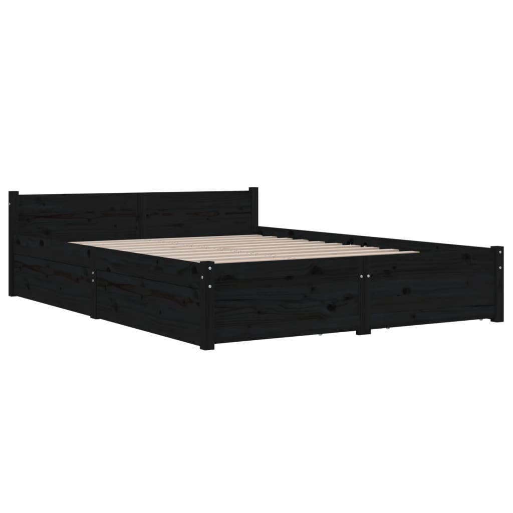 Estrutura de cama com gavetas 135x190 cm casal preto