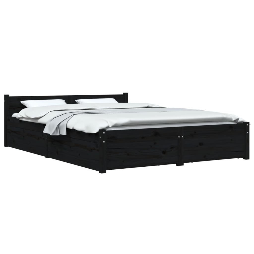 Estrutura de cama c/ gavetas 140x190 cm preto