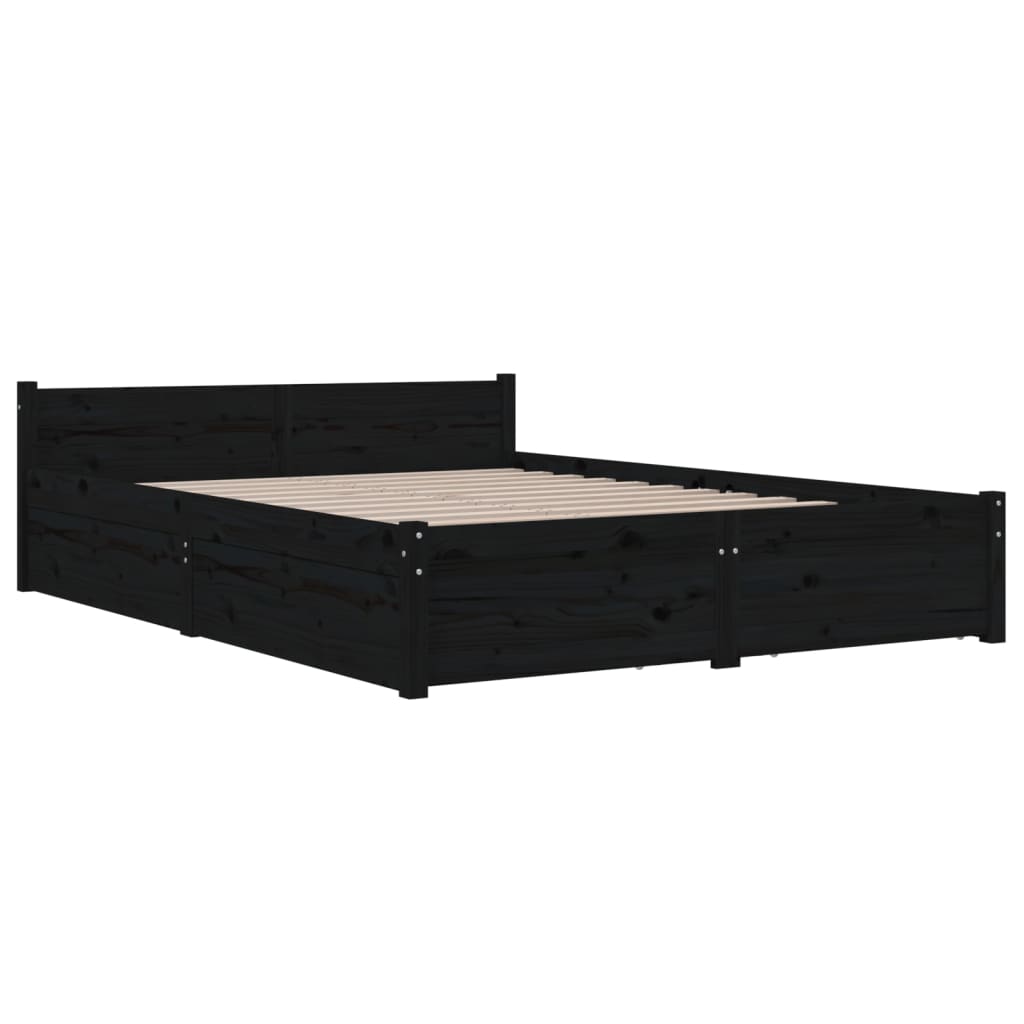 Estrutura de cama c/ gavetas 140x190 cm preto