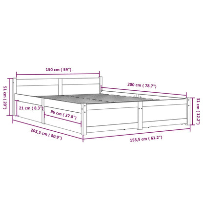 Estrutura de cama com gavetas 150x200 cm tamanho King