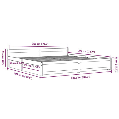 Estrutura de cama com gavetas 200x200 cm