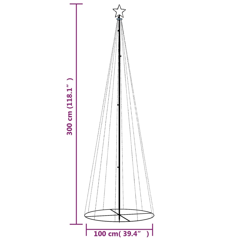 Árvore de Natal em Cone com 310 luzes LED - 100x300 cm - Branco Quente