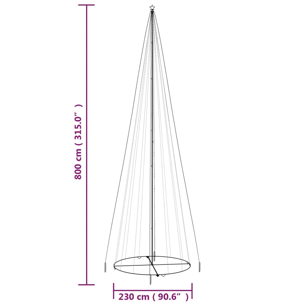 Árvore de Natal em cone 1134 LEDs 230x800 cm azul