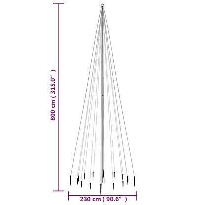 Árvore de Natal com espigão 1134 luzes LED 800 cm branco quente