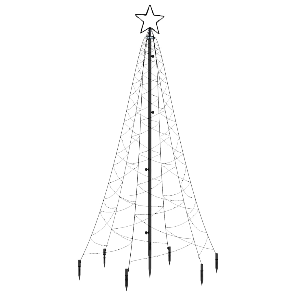 Árvore de Natal com espigão 200 luzes LED 180 cm branco frio