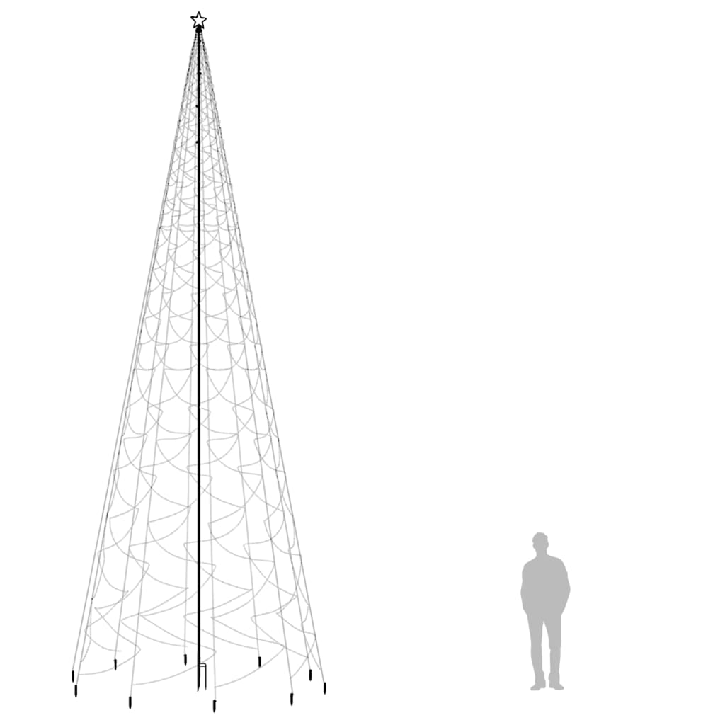 Árvore de Natal com espigão 3000 luzes LED 800 cm colorido