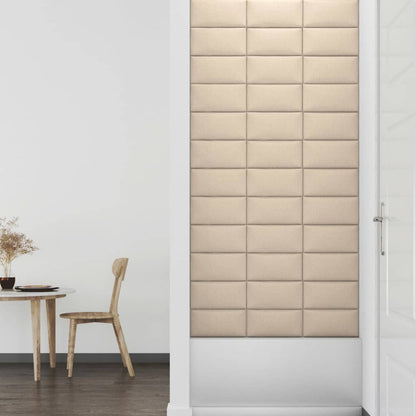 Painel de parede 12 pcs 30x15 cm tecido 0,54 m² cor creme