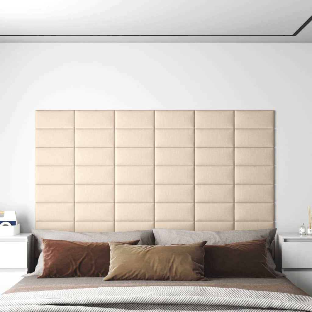 Painel de parede 12 pcs 30x15 cm tecido 0,54 m² cor creme