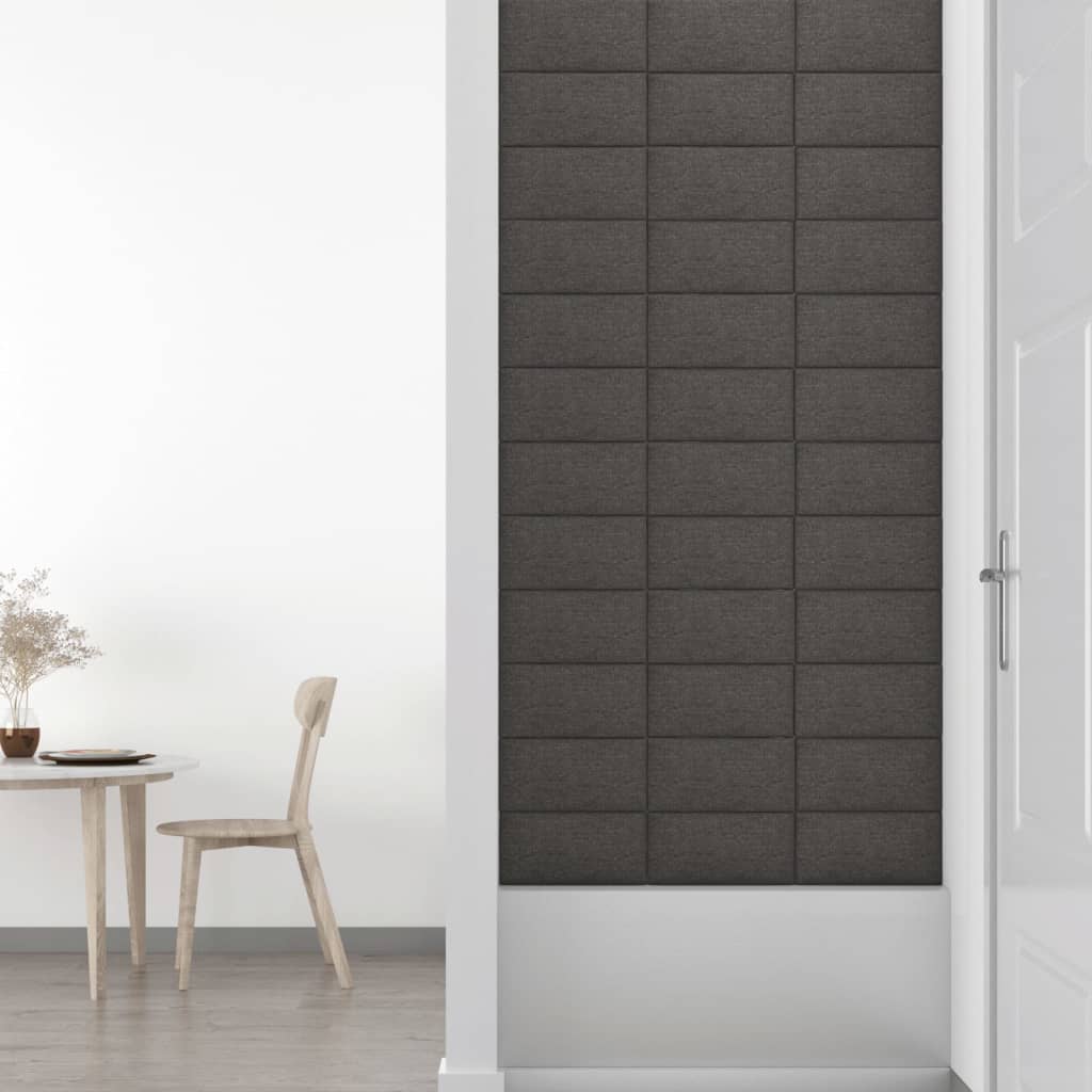 Painel de parede 12 pcs 30x15 cm tecido 0,54 m² cinza-escuro