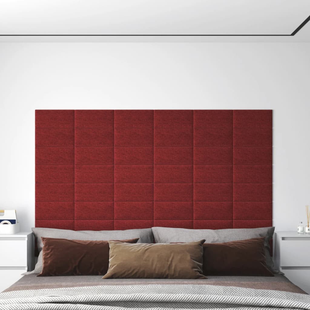 Painel de parede 12 pcs 30x15 cm tecido 0,54 m² vermelho tinto