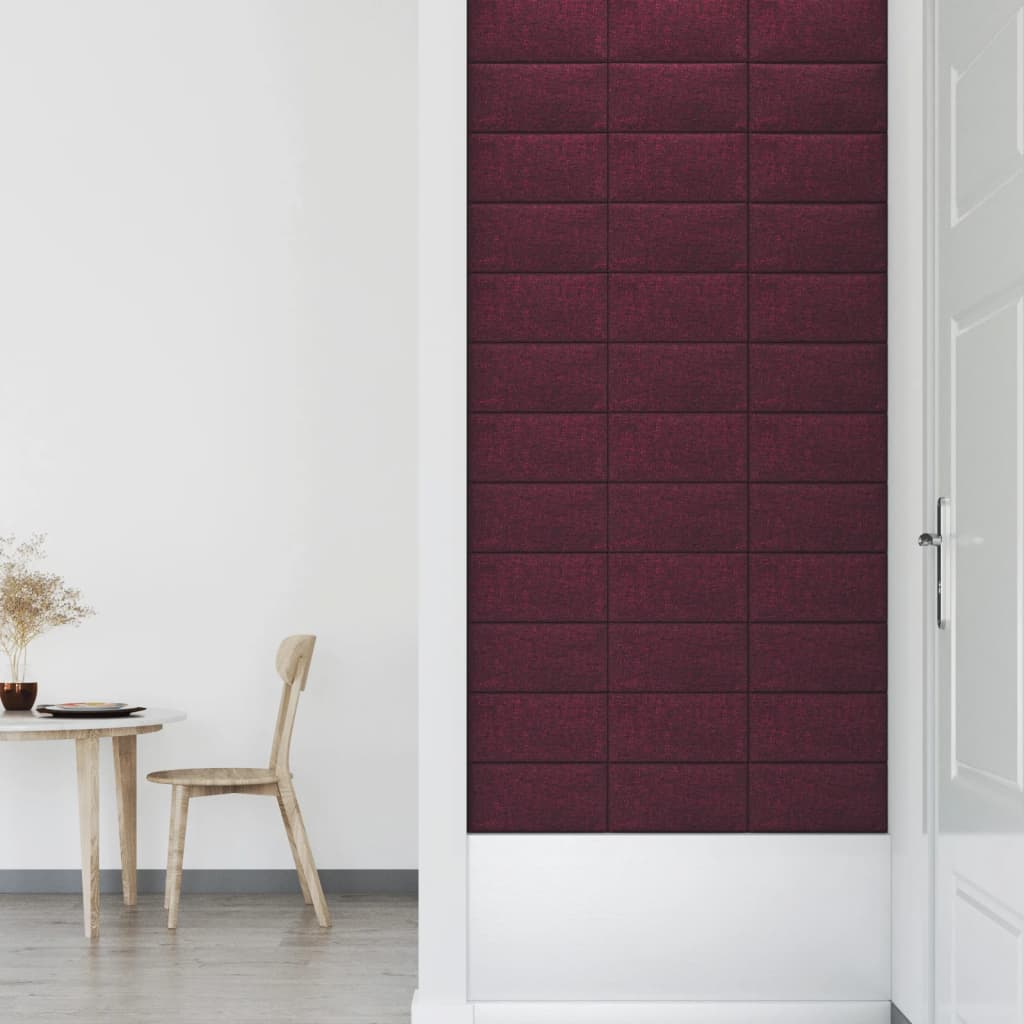 Painel de parede 12 pcs 30x15 cm tecido 0,54 m² roxo