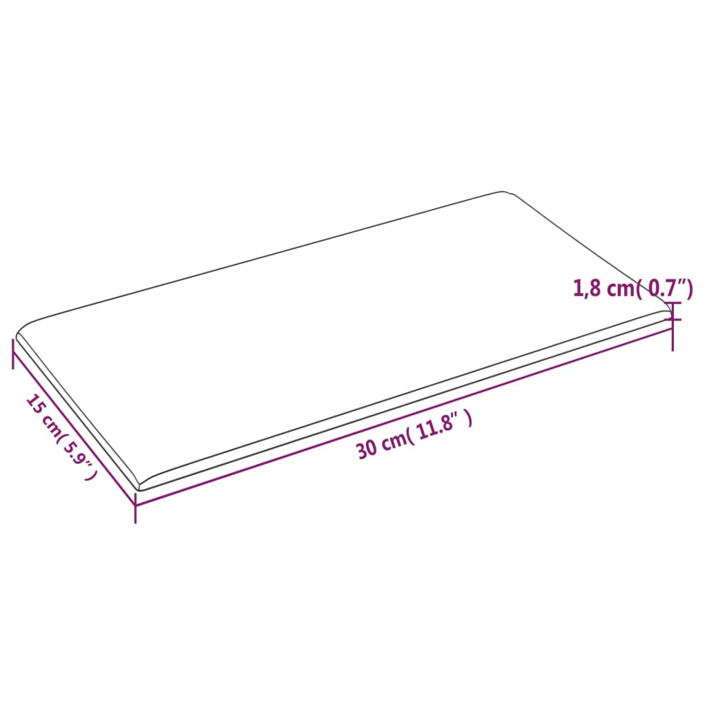 Painel de parede 12 pcs 30x15 cm tecido 0,54 m² roxo