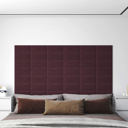 Painel de parede 12 pcs 30x15 cm tecido 0,54 m² roxo