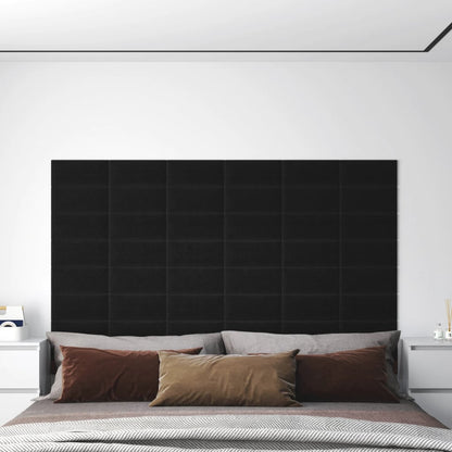 Painel de parede 12 pcs 30x15 cm tecido 0,54 m² preto