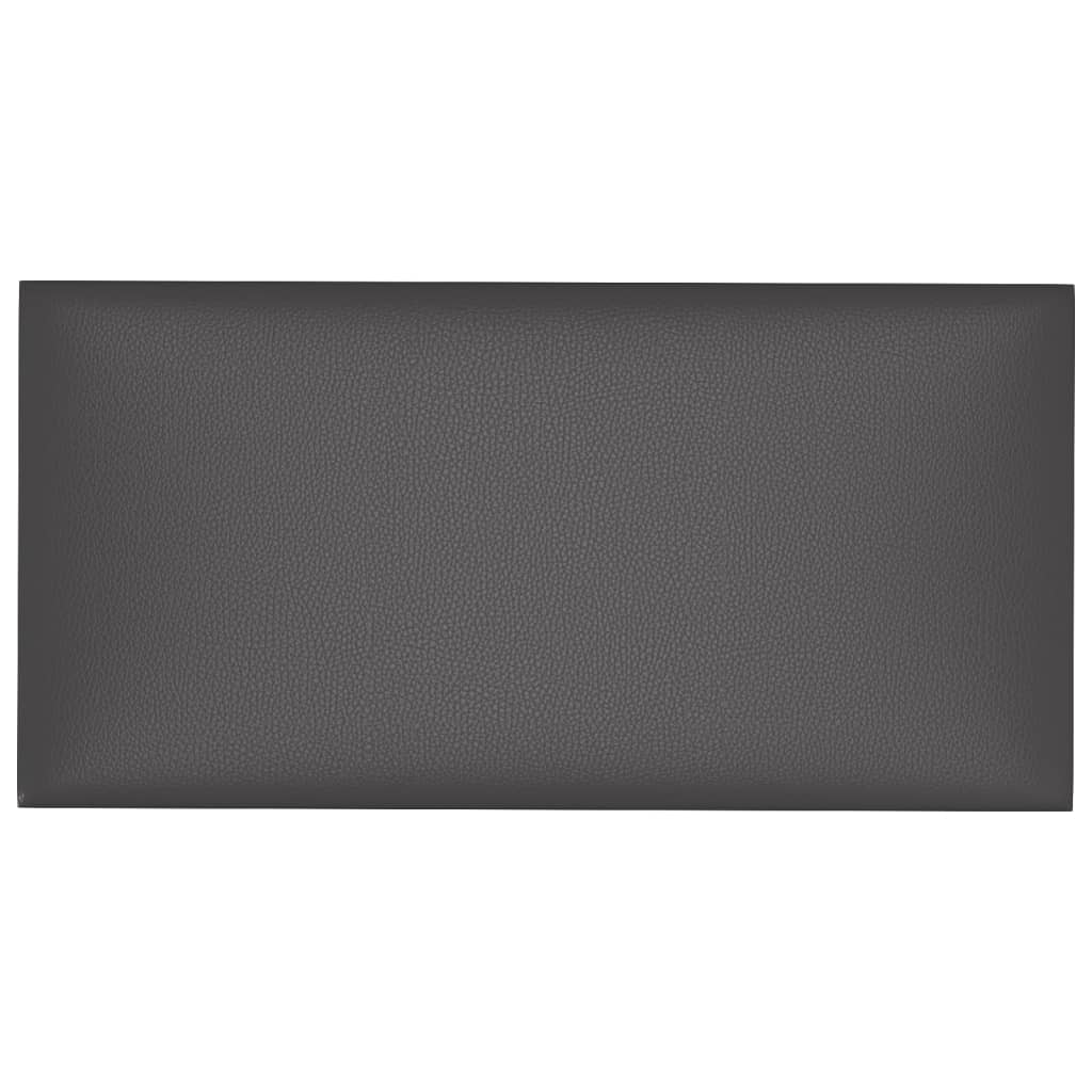 Painel de parede 12 pcs 30x15 cm couro artificial 0,54 m² cinza