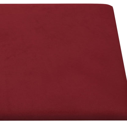 Painel de parede 12 pcs 30x15 cm veludo 0,54 m² vermelho tinto