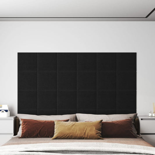 Painel de parede 12 pcs 30x30 cm tecido 1,08 m² preto